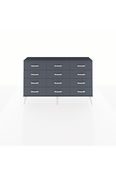 Dienni Arges Konsol 12 Çekmeceli 132x30x83 Çam-Antrasit/Antrasit