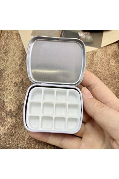 Choice علبة ألوان مائية صغيرة بيضاء مكونة من 12 مربعًا - لوحة ألوان مرطبة فائ...