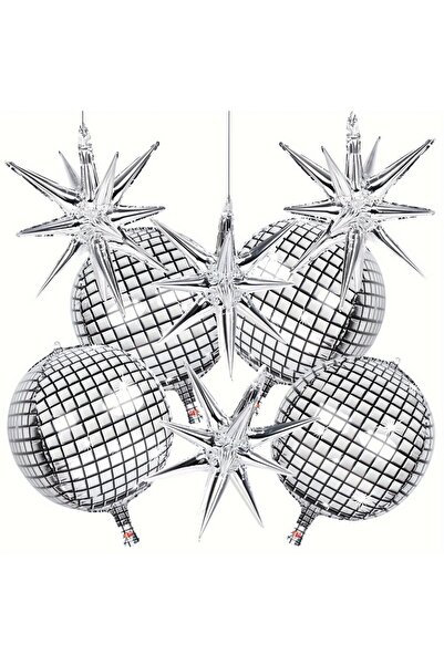 Choice مجموعة أخرى من 8 قطع: بالونات ديسكو فضية مقاس 22 بوصة، 4 بالونات ديسكو...