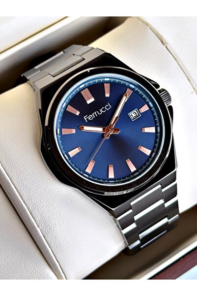 Ferrucci Men's Wristwatch with Calendar and Guaranteed Smoked Color Steel Band