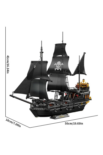 Choice حقيبة بلاستيكية شفافة، مكعبات بناء سفينة قراصنة سوداء، نموذج سفينة أشب...
