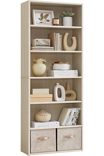 VASAGLE Custos Collection 6-Tier Bookshelf, 9.4 x 23.6 x 63.3 in, Natural Bei...