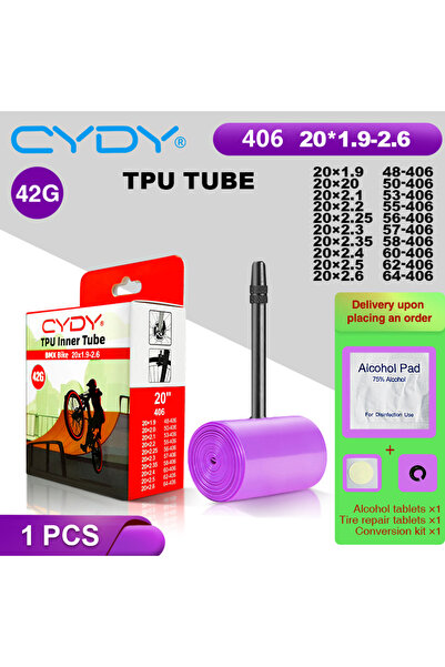 Choice صمام بريستا 45 مم 406 20x1.9-2.6 قطعة واحدة أنبوب داخلي من مادة TPU لد...