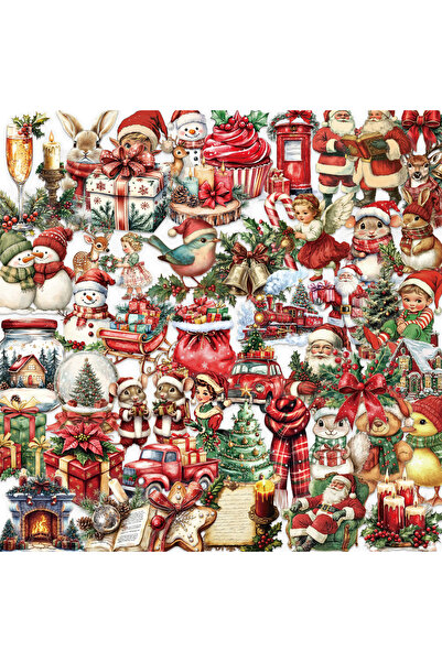 Choice1 50pcs 50/100PCS Transparent Cute Merry Christmas Cartoon Stickers Pac...