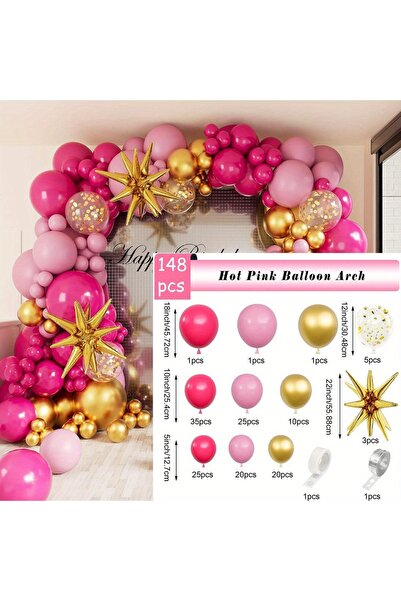 Choice مجموعة أخرى متعددة من 148 قطعة من قوس بالونات وردية اللون، مناسبة للاح...