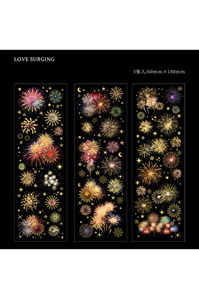 Choice3 A Journamm 3Pcs Fireworks Theme Stickers PET Material DIY Scrapbookin...