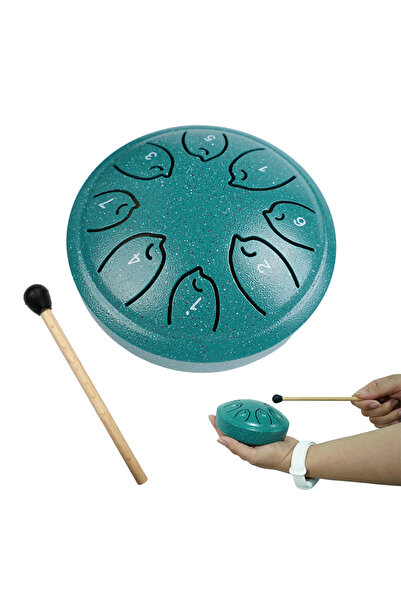 Choice Malachite 4.5 Inch Steel Tongue Drum 8 Notes Handpan Meditation Yoga Chakra Healing Rain Chime Soun