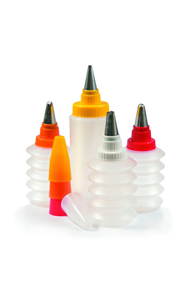 iBiLi Set de 4 sticle pentru decorarea torturilor, plastic, transparente