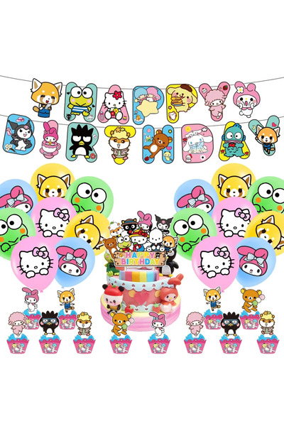 Miniso set Sanrio Hello Kitty Kuromi Cinnamoroll Birthday Party Decoration Kawaii Party Supplies Banner Bal