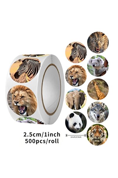 Choice Animal 500pcs/roll Animal Stickers, Tiger Stickers, Lion Stickers, Pan...