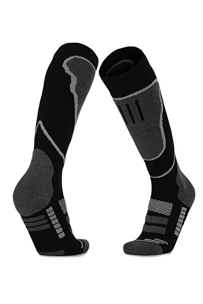 Choice جوارب تزلج سوداء ذات نعل سفلي من قماش، مصممة للأداء الشتوي ومزودة بوسادات ركبة دافئة، مناسبة للتزلج على الجليد.