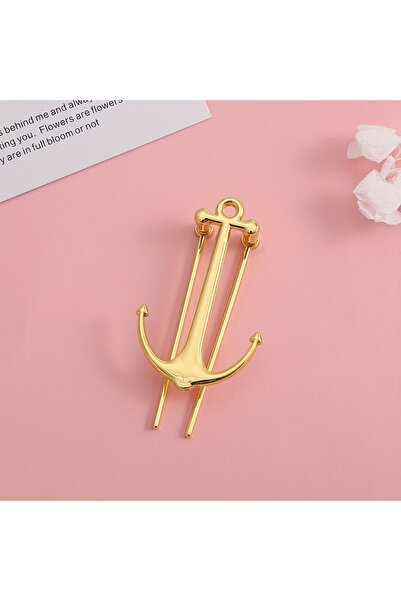 Choice فاصل كتب معدني أنيق على شكل مرساة، قطعة واحدة ذهبية - حامل صفحات متين ...