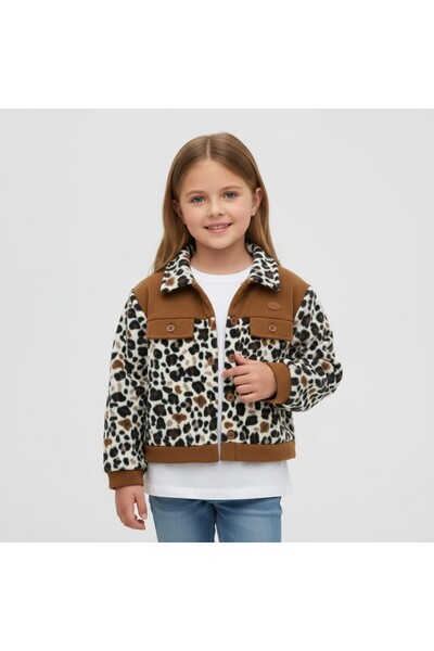 Patriko Țesătură fleece pentru fete imprimeu leopard Iarna Noua sezonă Jachet...
