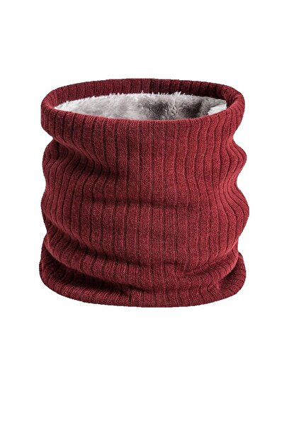 Choice وشاح أحمر دافئ محبوك، مبطن بصوف سميك حراري، وشاح شتوي مقاوم للرياح للن...