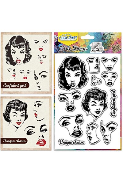 Choice AECH09-06168 طوابع شفافة لوجه أنثوي، تعابير الوجه، طوابع شفافة، تصميم ...