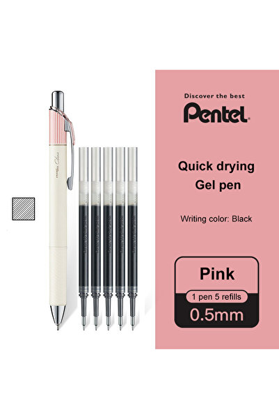 choice2 pink 1+5pcs Japan Pentel ENERGEL Gel Pen Clena BLN75L Striped Quick D...