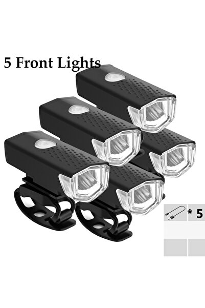 Choice 5 Front Lights 5 Sets Bicycle Front Light Portable LED Charging Bike L...
