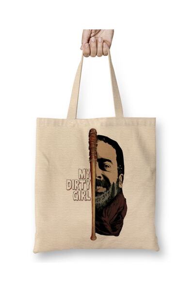 Toyaso Negan Look At My Dirty White Tote Bag Τσάντα αγορών με μακριά λαβή Τσά...