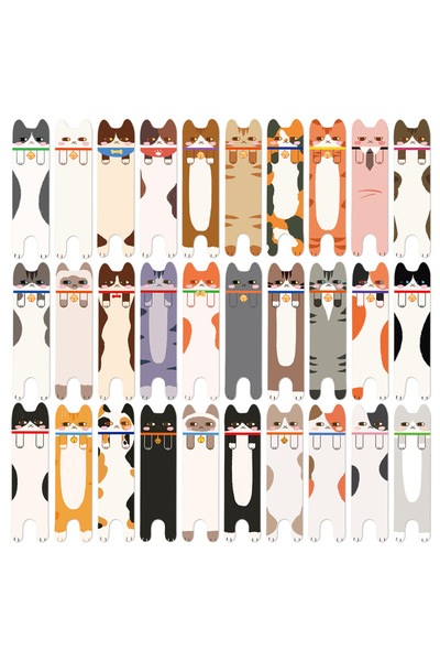 Choice 30 قطعة من فواصل الكتب بنمط قطط على الوجهين، مناسبة للطلاب الذين يقرؤو...