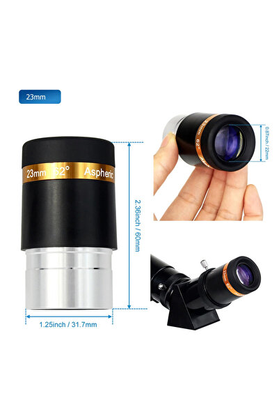 Choice عدسة عينية لتلسكوب سيليسترون 23 مم بزاوية رؤية واسعة 62 درجة، غير كروي...