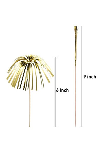 Choice ١٠٠ قطعة من زينة الكب كيك الذهبية على شكل ألعاب نارية، أعواد أسنان من ...