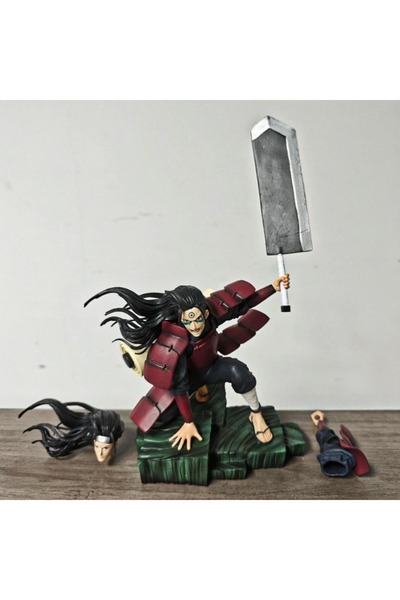 BANDAI مجسم سينجو هاشيراما من أنمي ناروتو، بطول 16.5 سم/6.5 بوصة، في وضعية القرفصاء، برأسين.