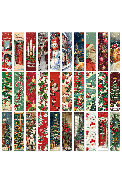 Choice 30 قطعة من فواصل الكتب الكرتونية ذات الطابع الكلاسيكي لعيد الميلاد، صف...