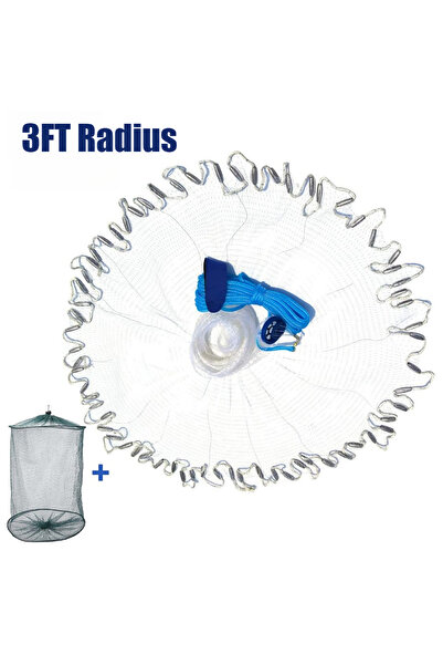 Choice 180CM Diameter Saltwater American Fishing Cast Net for Bait Shrimp Trap Fish with Zinc Sinkers Throw