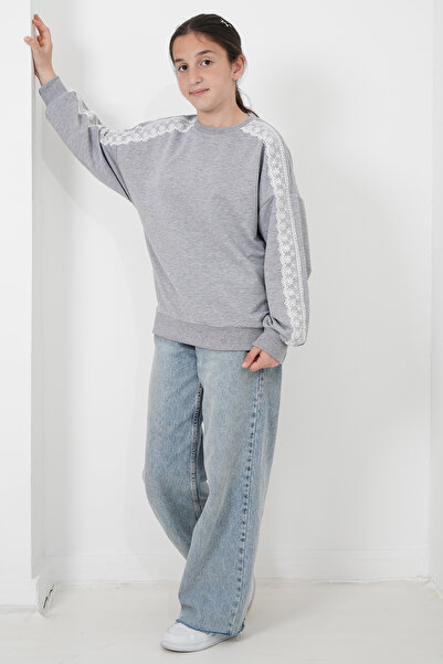 HayKids Girl's Lace Sleeve Sweatshirt