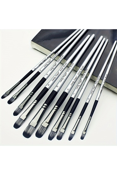 Choice 10pcs Filbert Brush 10pcs Professional Filbert Paint Brush Set with Wo...