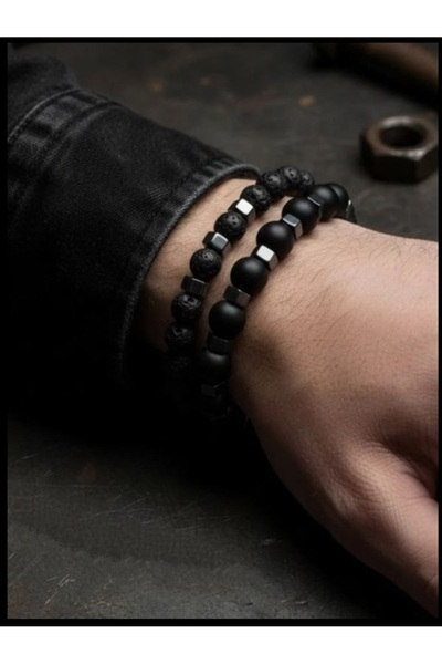 Alnis Atelier Lav Taşı Ve Oniks Doğal Taş 2li Bileklik