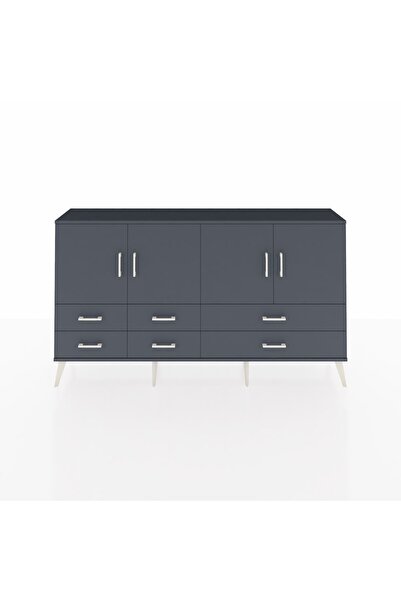 Dienni Arges Konsol 6 Raflı 6 Çekmeceli 4 Kapaklı 176x30x99 Antrasit-Antrasit
