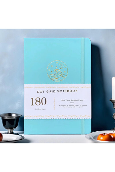 Choice دفتر ملاحظات A5 بلون الفيروز بنقاط شبكية – دفتر ملاحظات A5 بغلاف مقوى منقط، ورق سميك 180 جرامًا للمتر المربع، حواف فضية،