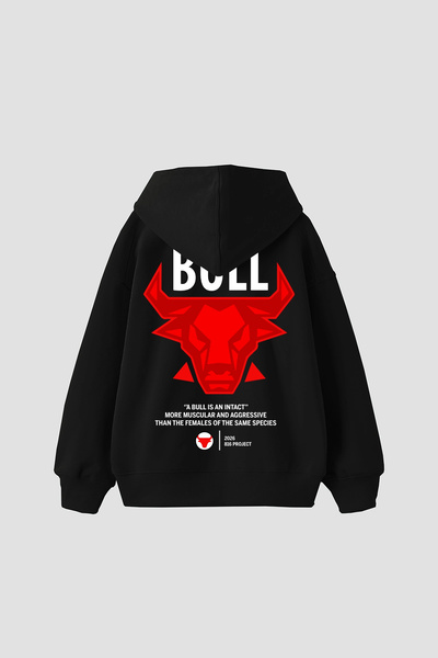 Sekizbiraltı Bull Is an Intact Printed Oversized Unisex Black Hoodie
