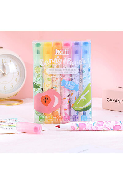 Choice مجموعة أقلام تحديد بستة ألوان، برائحة حلوى الفواكه، برأس مشطوف، قلم تح...