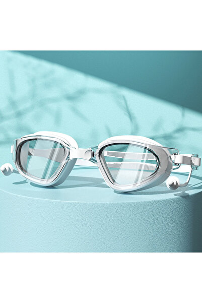 Choice نظارات سباحة بيضاء جديدة مضادة للضباب للبالغين، نظارات سباحة مقاومة لل...