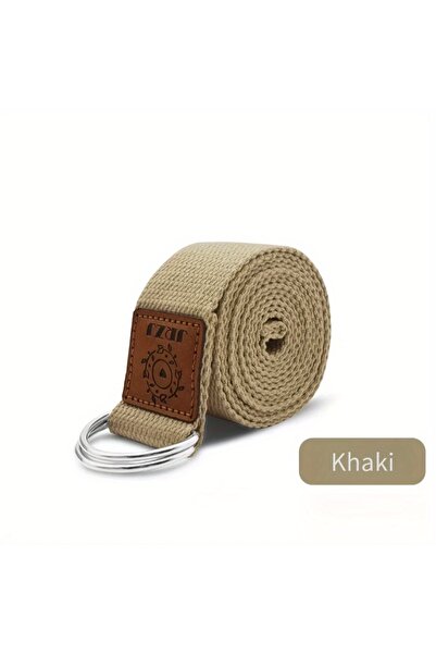 Choice حزام يوغا مطاطي من الجلد الكاكي، مناسب للياقة البدنية، بتصميم مفتوح ال...