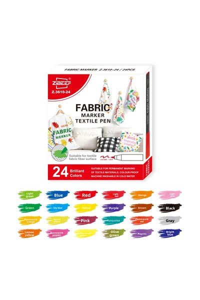 Choice مجموعة أقلام تلوين قماشية برأس دقيق، ٢٤ لونًا، مناسبة للملابس والمنسوج...