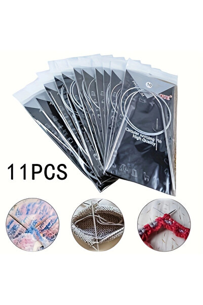 Choice مجموعة إبر حياكة معدنية مكونة من 11 قطعة بطول 80 سم، مصنوعة من الفولاذ...