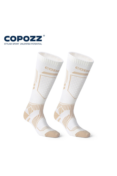 Choice جوارب تزلج شتوية من صوف ميرينو من كوبوز، بيضاء وذهبية، مقاس 43-46، للر...