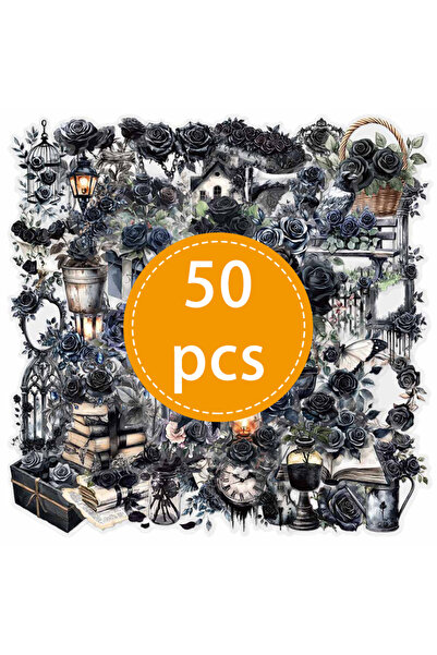 Choice 50 قطعة - TZ-206، 50 قطعة من ملصقات PET شفافة بلون وردي داكن، مواد جما...