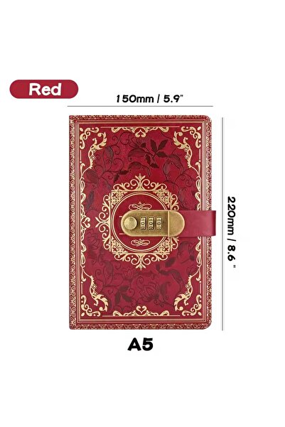 Choice Red Retro Digital Password Notebook Journal With Lock A5,Diary Perfect...
