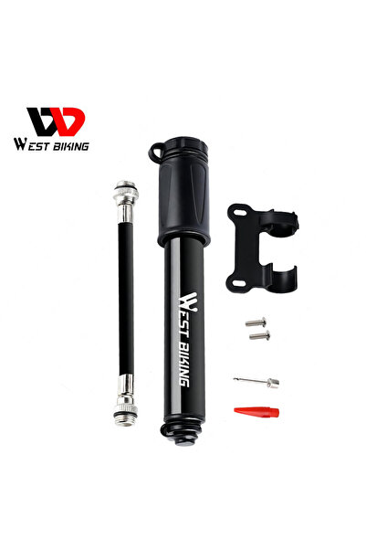 Choice مضخة هواء يدوية صغيرة من سبائك الألومنيوم من ويست بايكينج، لون أسود، لنفخ إطارات الدراجات الهوائية، مزودة بصمام شريدر وبريستا V