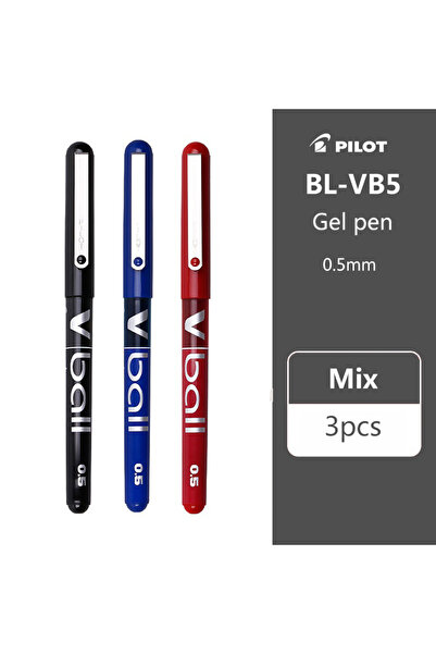 Choice 3 أقلام حبر جاف سائل من بايلوت اليابانية، 0.5 مم، رأس رصاصة BL-VB5، سعة كبيرة، أسود وأحمر