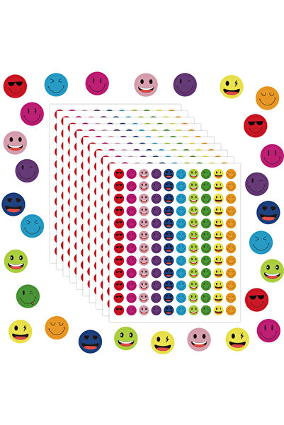 Choice مجموعة متعددة من 1200 قطعة من ملصقات الوجوه المبتسمة الصغيرة، ملصقات ص...