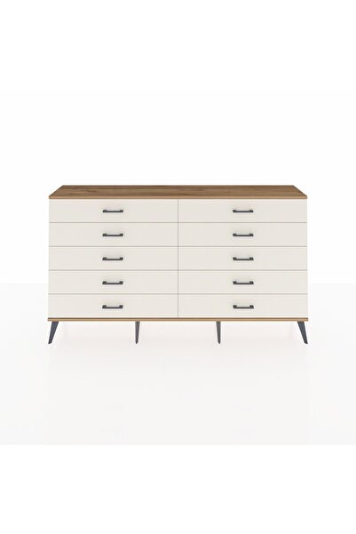 Dienni Arges Konsol 10 Çekmeceli 176x30x99 Antrasit-Çam/Aytaşı