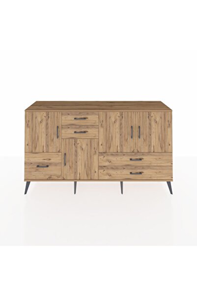 Dienni Kronos Konsol 4 Raflı 5 Çekmeceli 4 Kapaklı 176x59x99 Çam-Çam