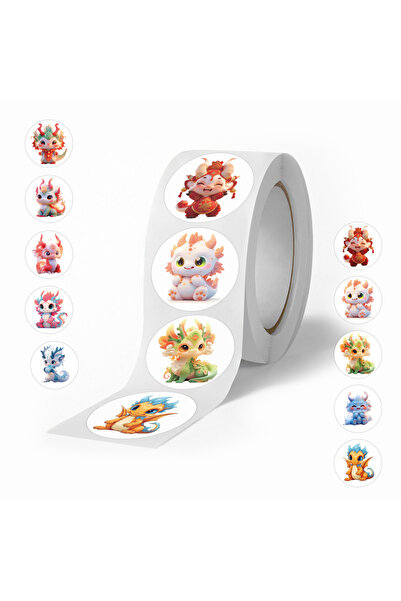Choice 1ROLL 500Pcs/Roll Cartoon Cute Dragon Baby Stickers Perfect For Learni...