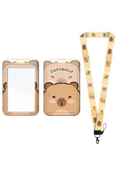 BANDAI حاملان لبطاقات تعريف الطلاب بتصميم حيوان الكابيبارا الكرتوني، حاملان ل...