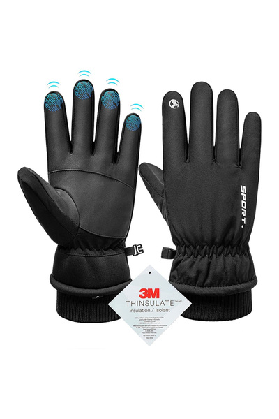 Choice قفازات شتوية سوداء مقاومة للماء للرجال، مناسبة لركوب الدراجات والجري و...